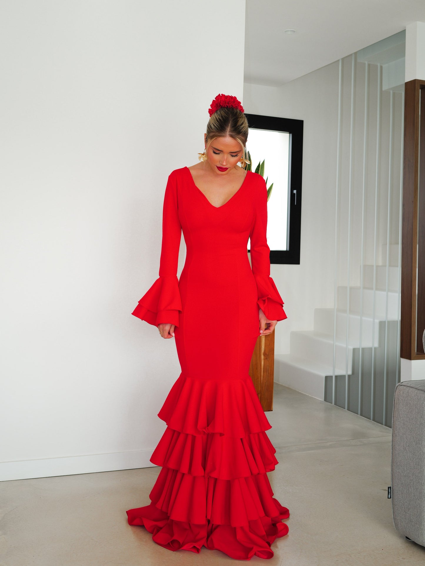 Traje flamenca volantes rojo