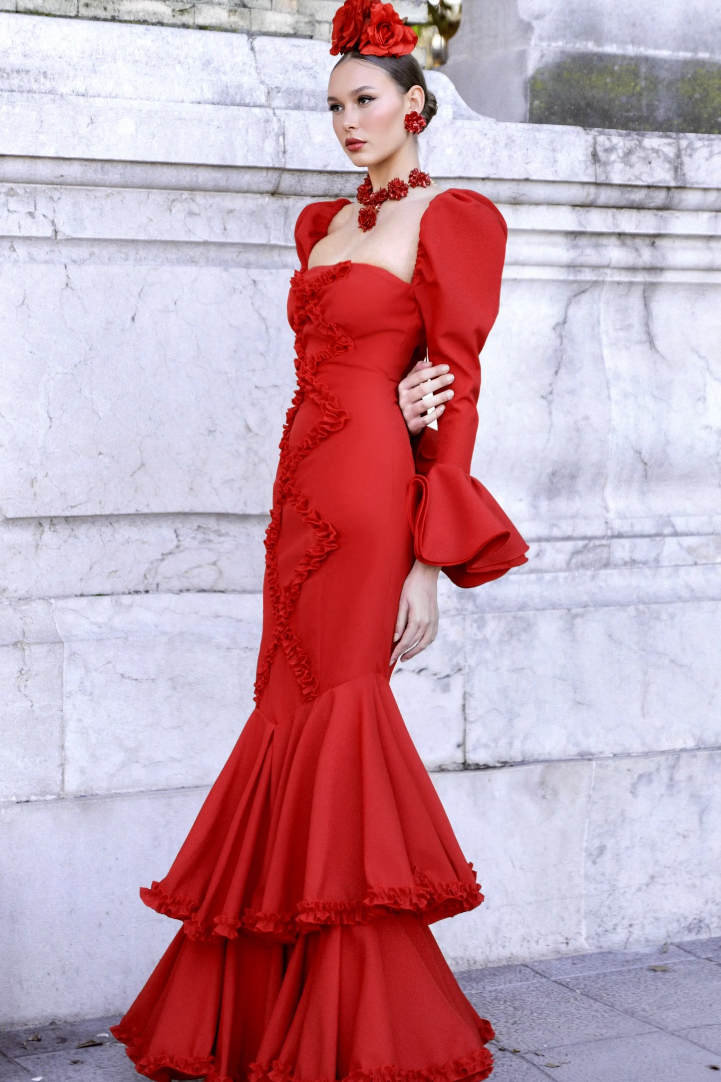 Vestido Flamenca Cruz Rojo Pasión