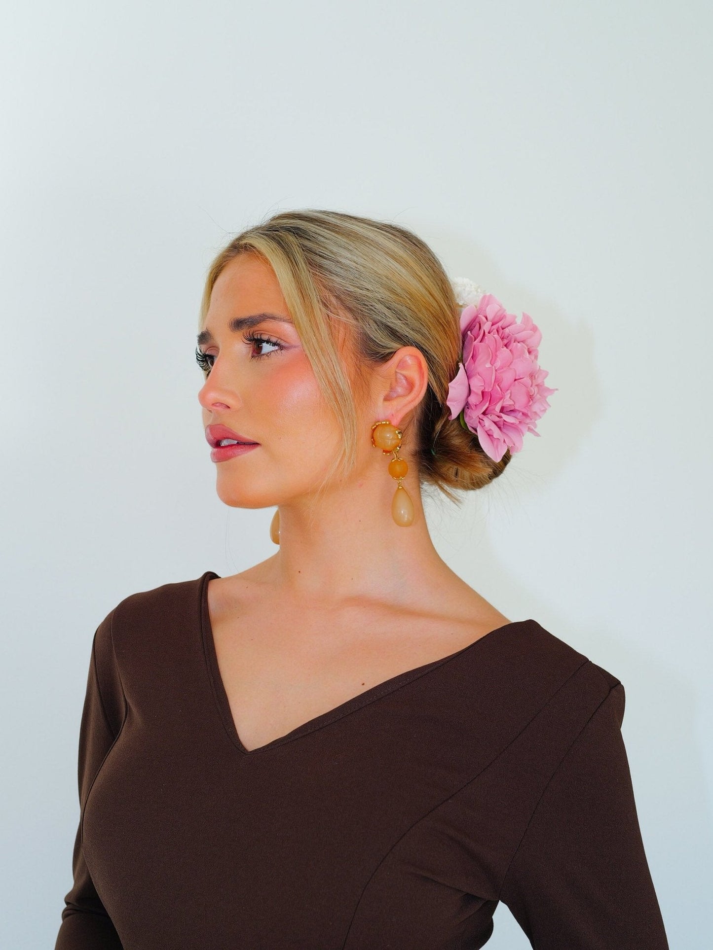 Pendientes cascada gota piedras amarillo