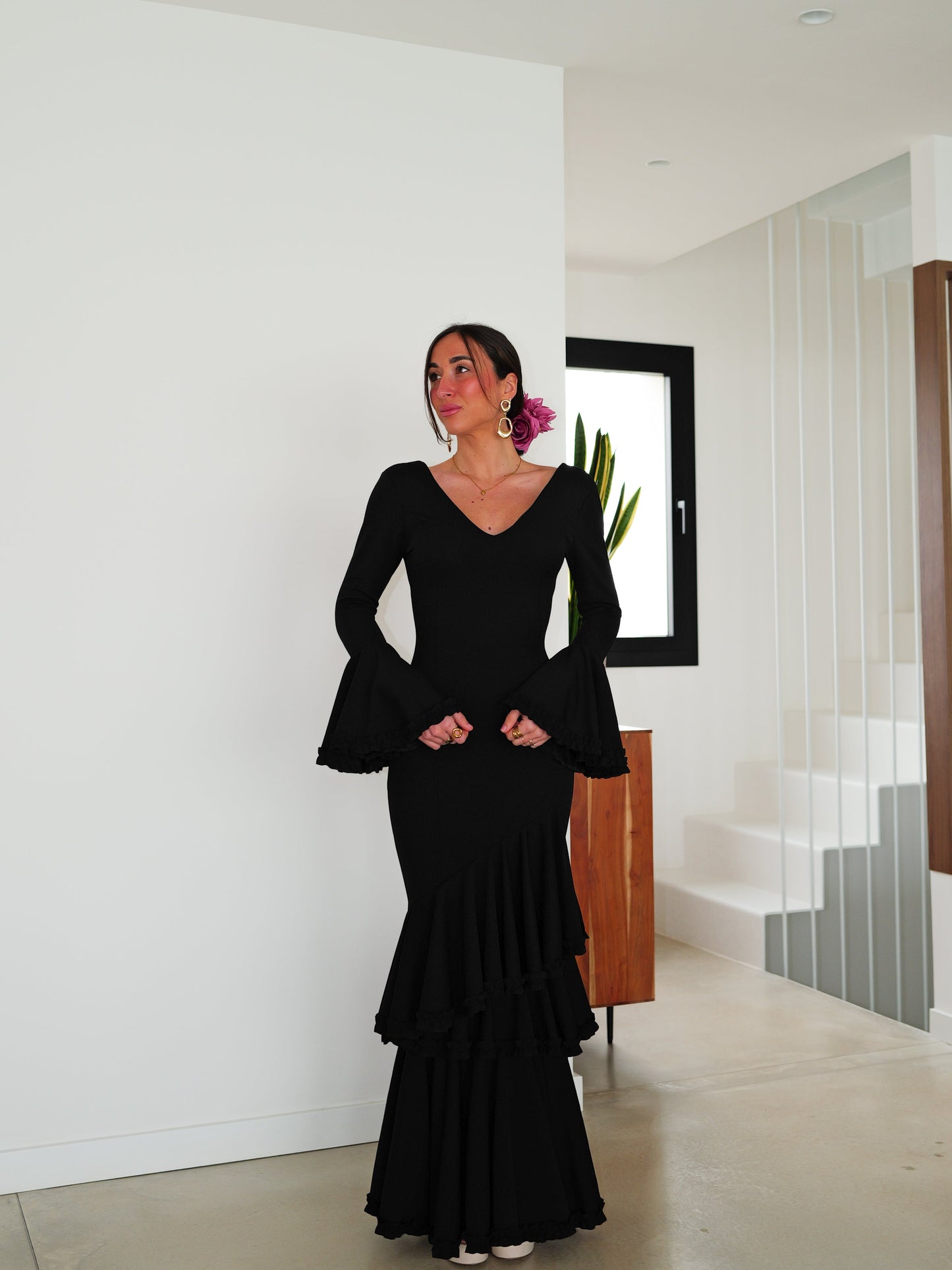 Traje flamenca asimétrico negro