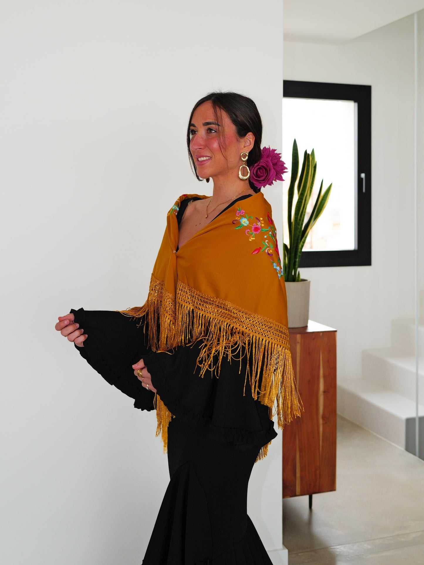 Traje flamenca asimétrico negro