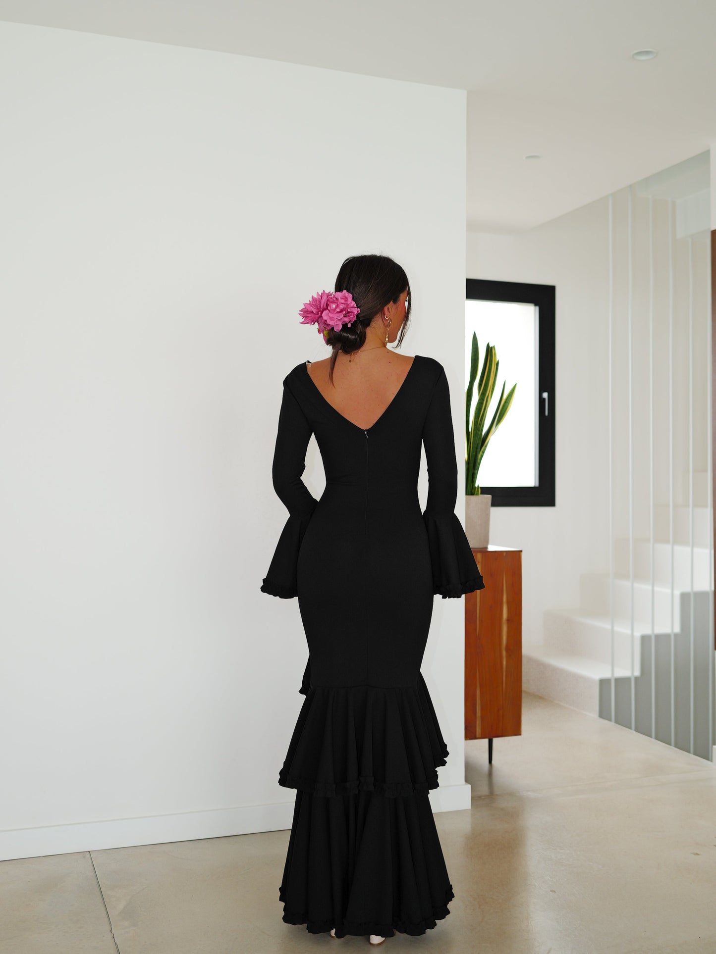 Traje flamenca asimétrico negro