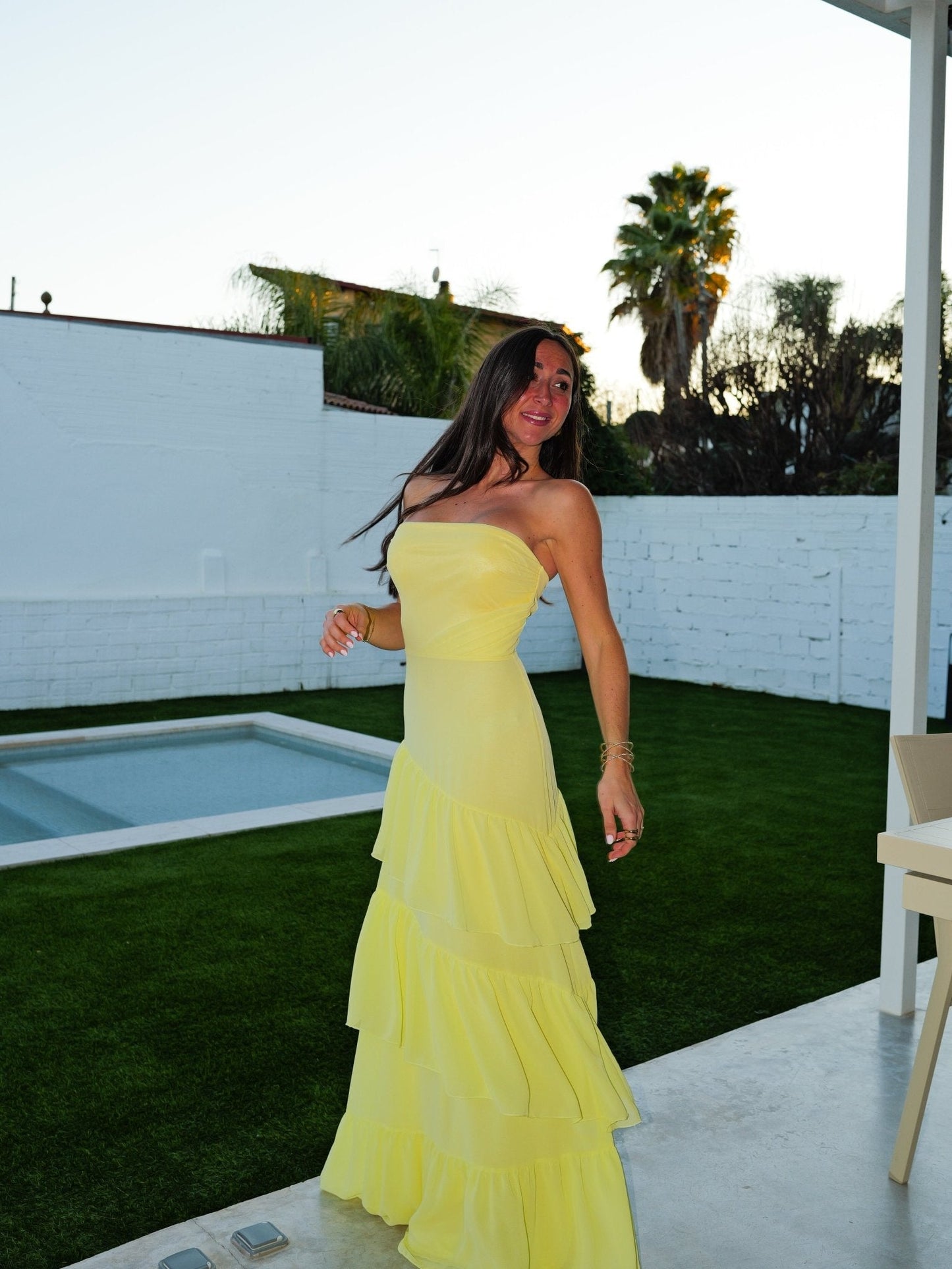 Vestido palabra volantes amarillo