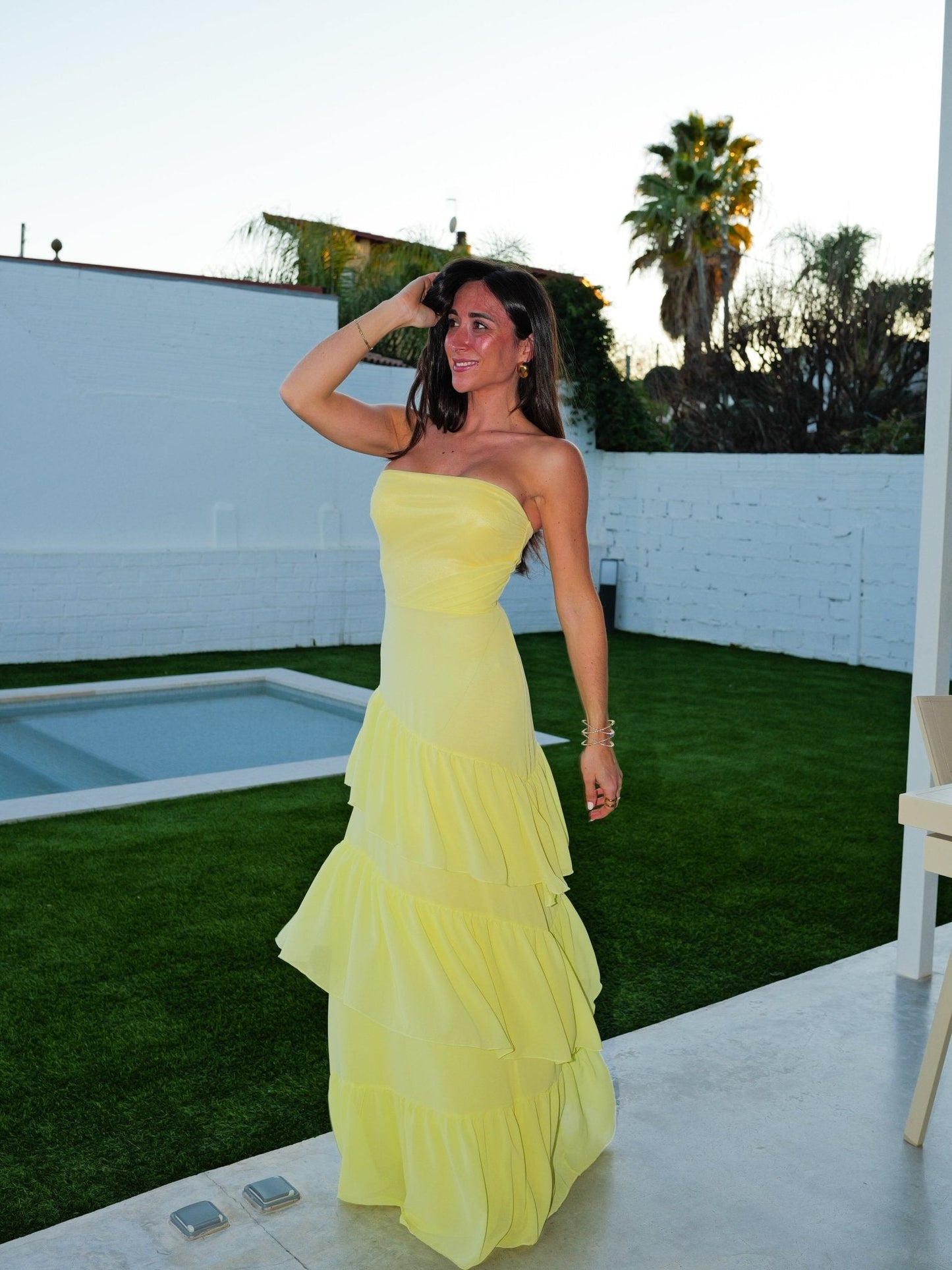 Vestido palabra volantes amarillo