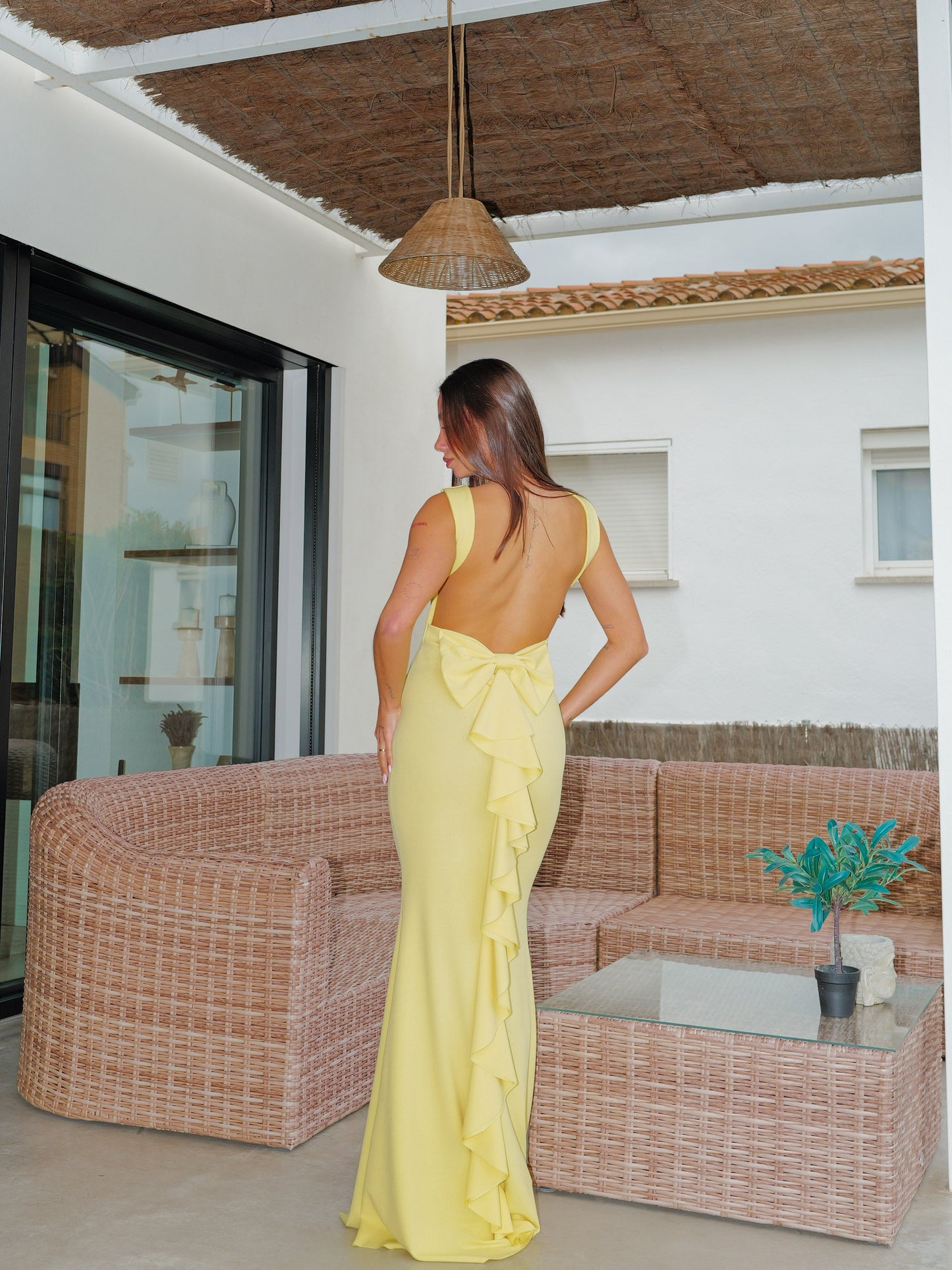 Vestido largo sirena amarillo