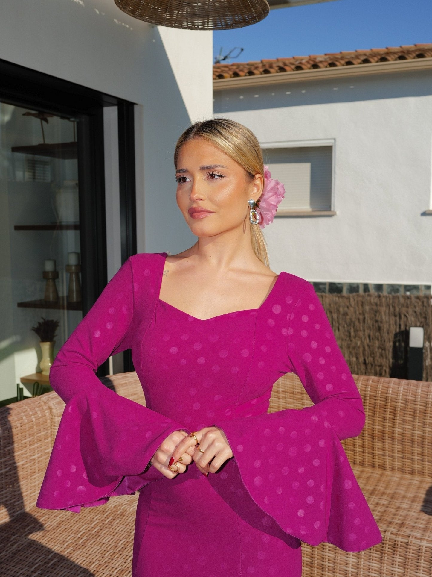 Traje flamenca volantes lunares amarena