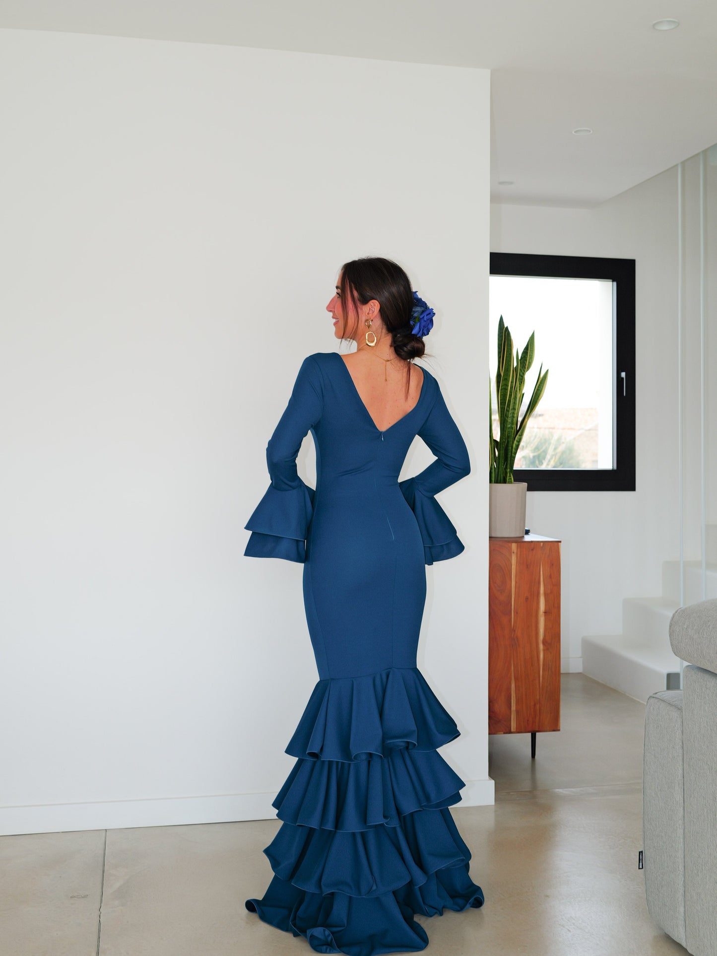 Traje flamenca volantes petróleo