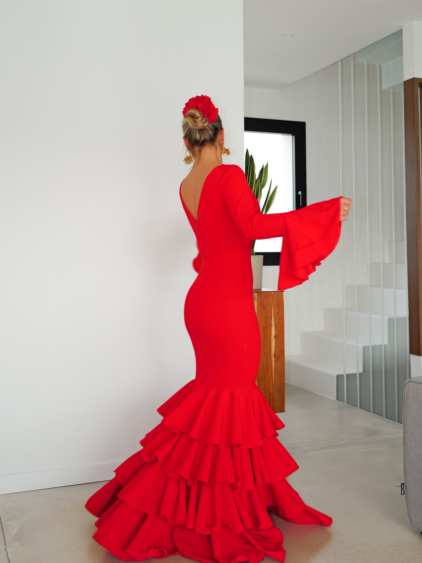 Traje flamenca volantes rojo