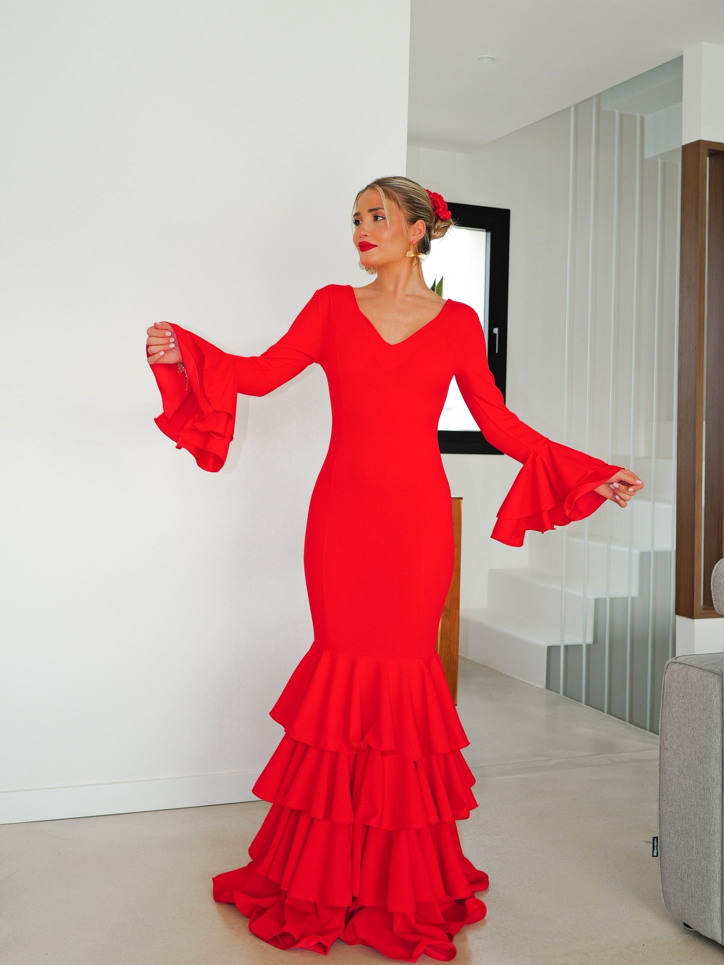 Traje flamenca volantes rojo