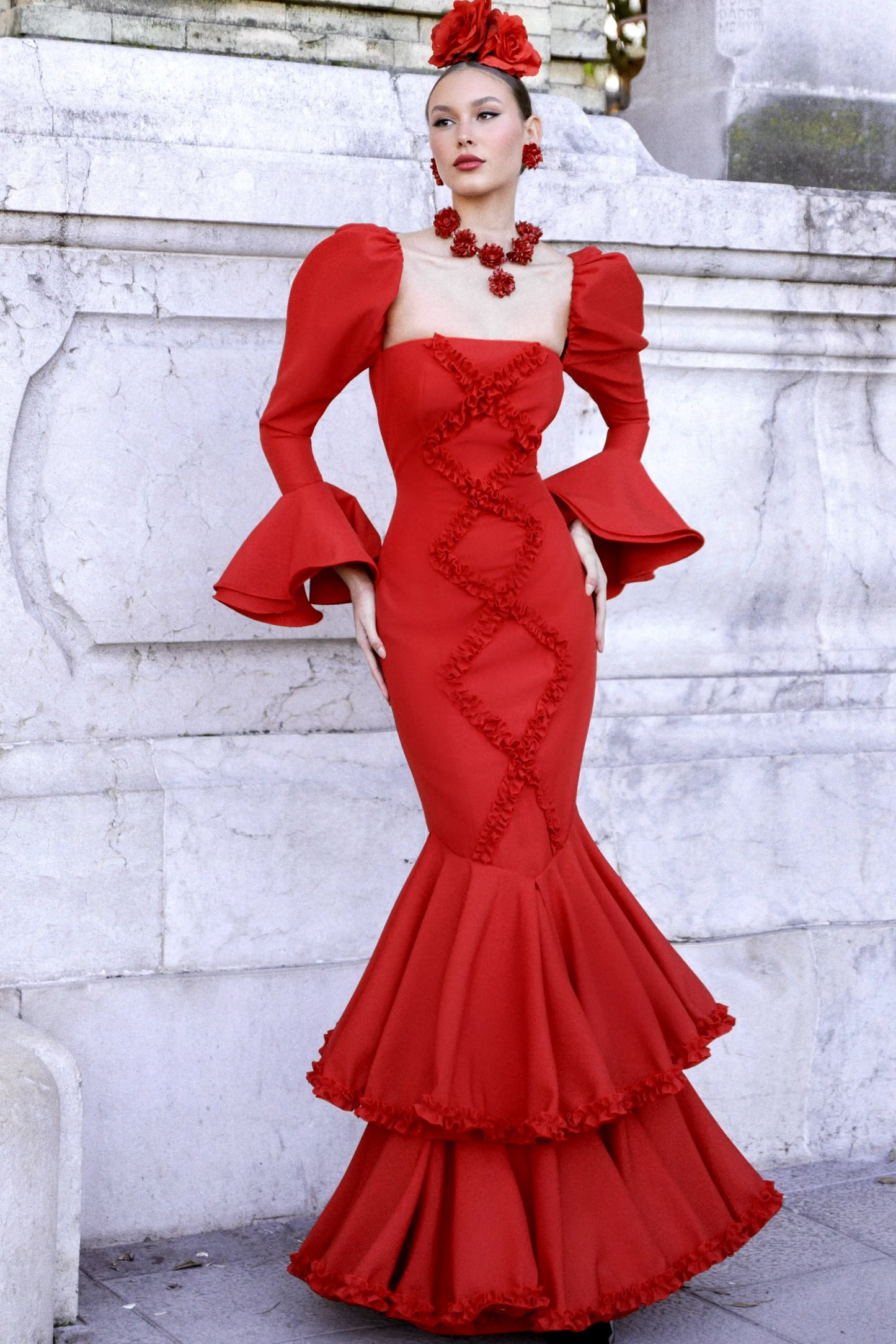 Vestido Flamenca Cruz Rojo Pasión