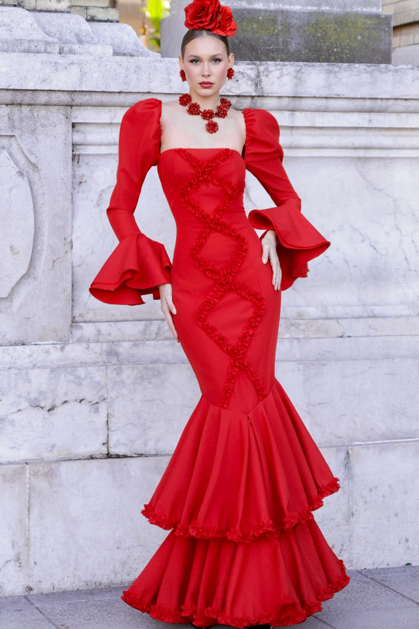 Vestido Flamenca Cruz Rojo Pasión