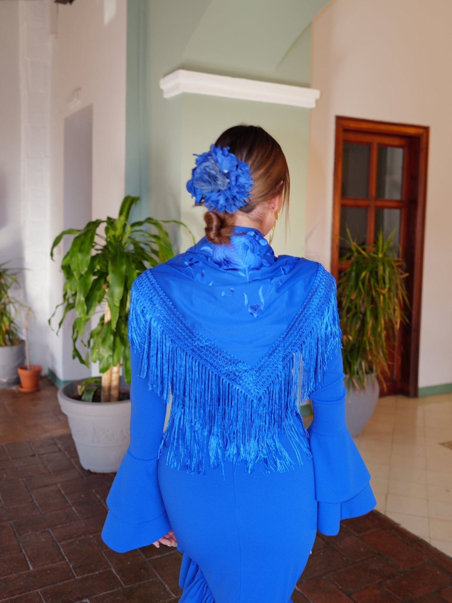 Mantón flamenca bordado flores klein