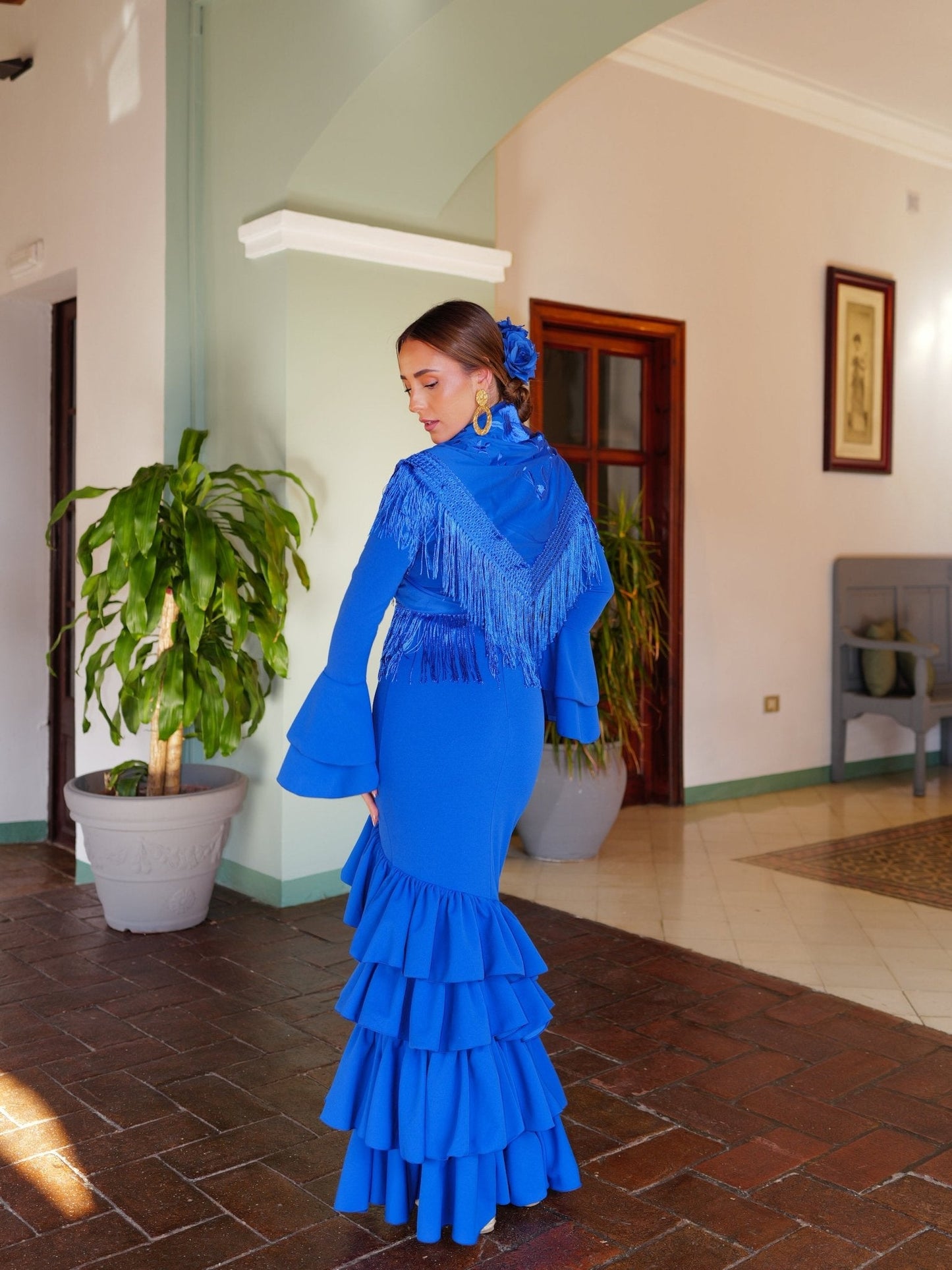 Mantón flamenca bordado flores klein