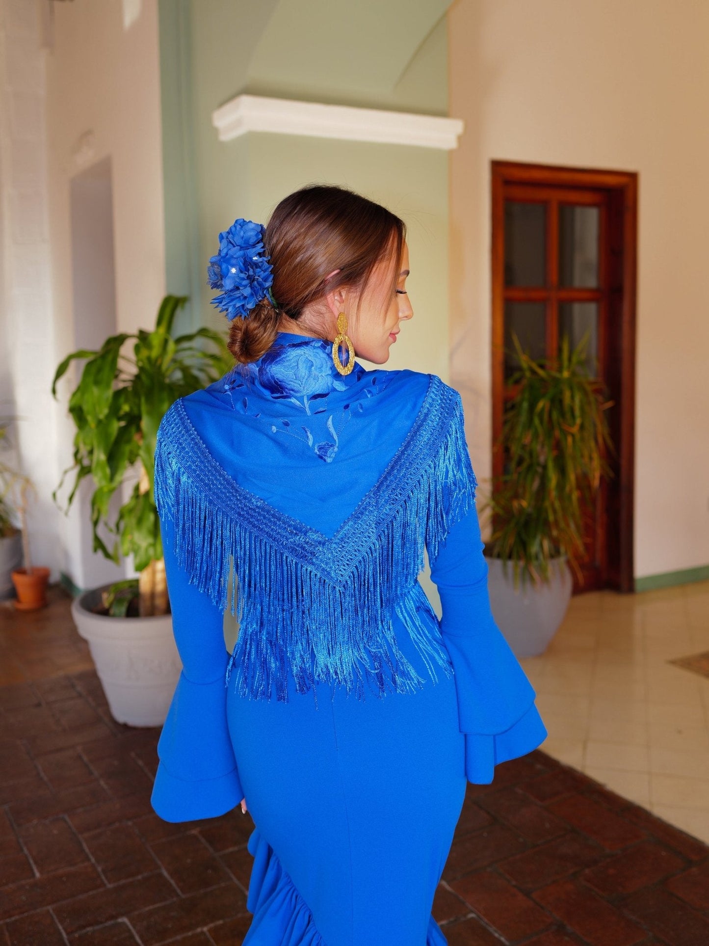 Mantón flamenca bordado flores klein