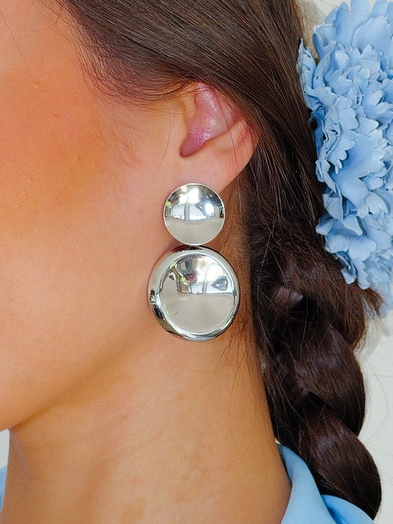 Pendientes óvalo relieve plateados