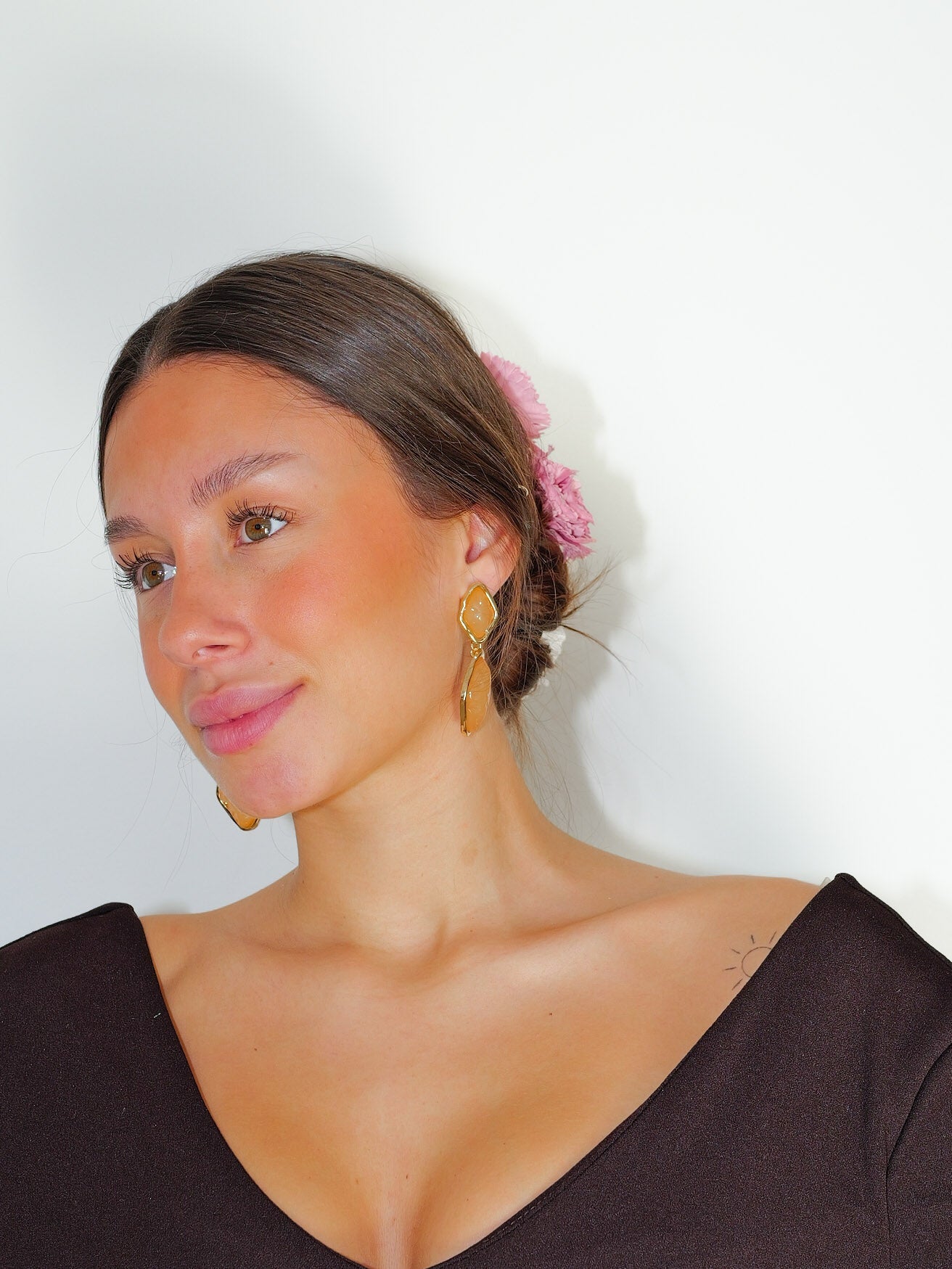 Pendientes rombos piedras amarillo