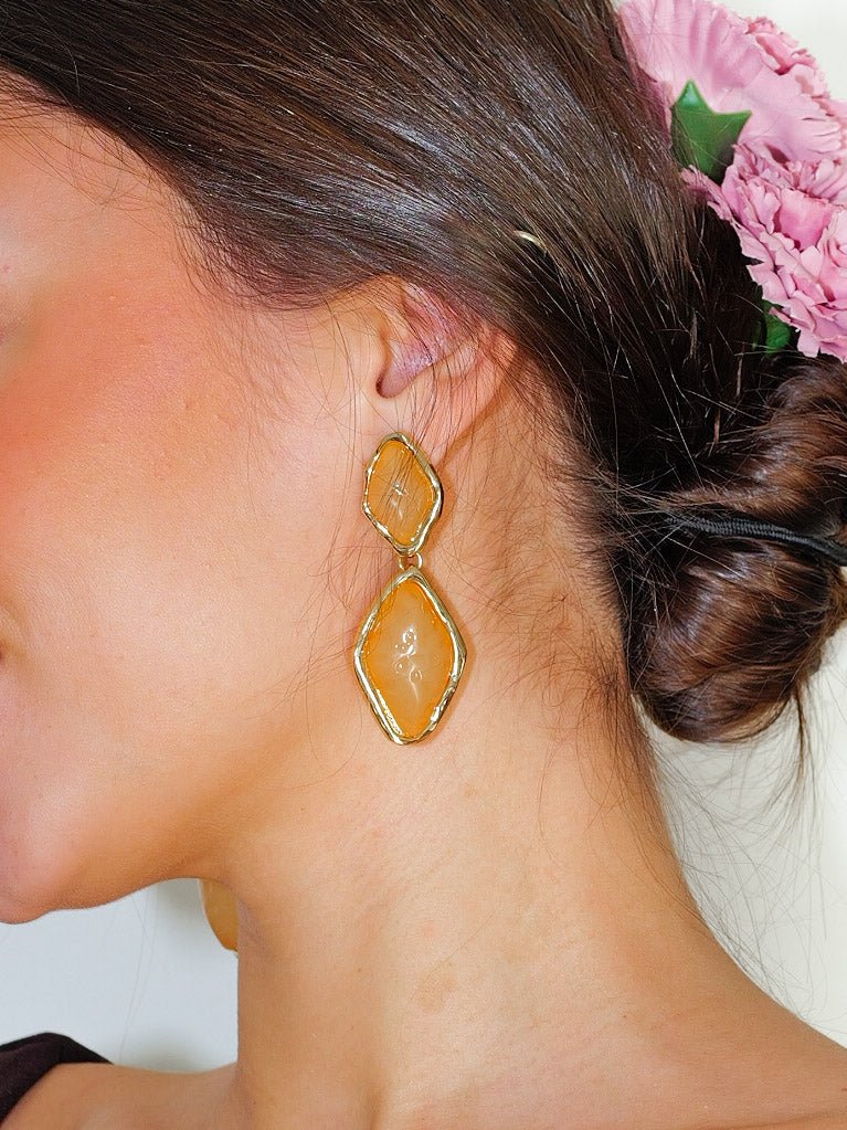 Pendientes rombos piedras amarillo