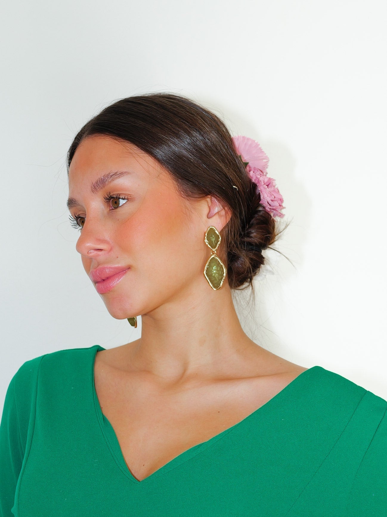 Pendientes rombos piedras verdes