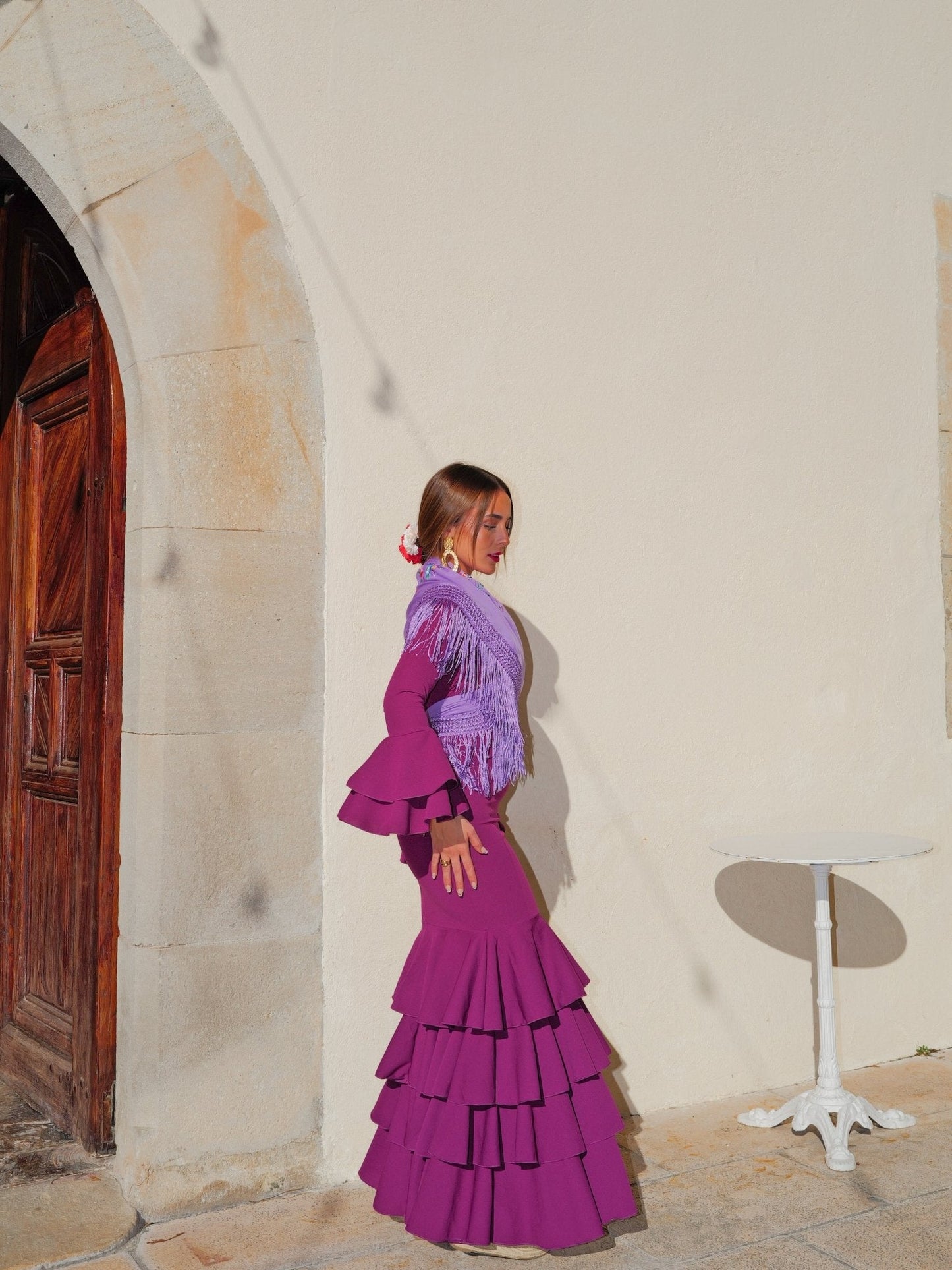 Traje flamenca volantes cereza