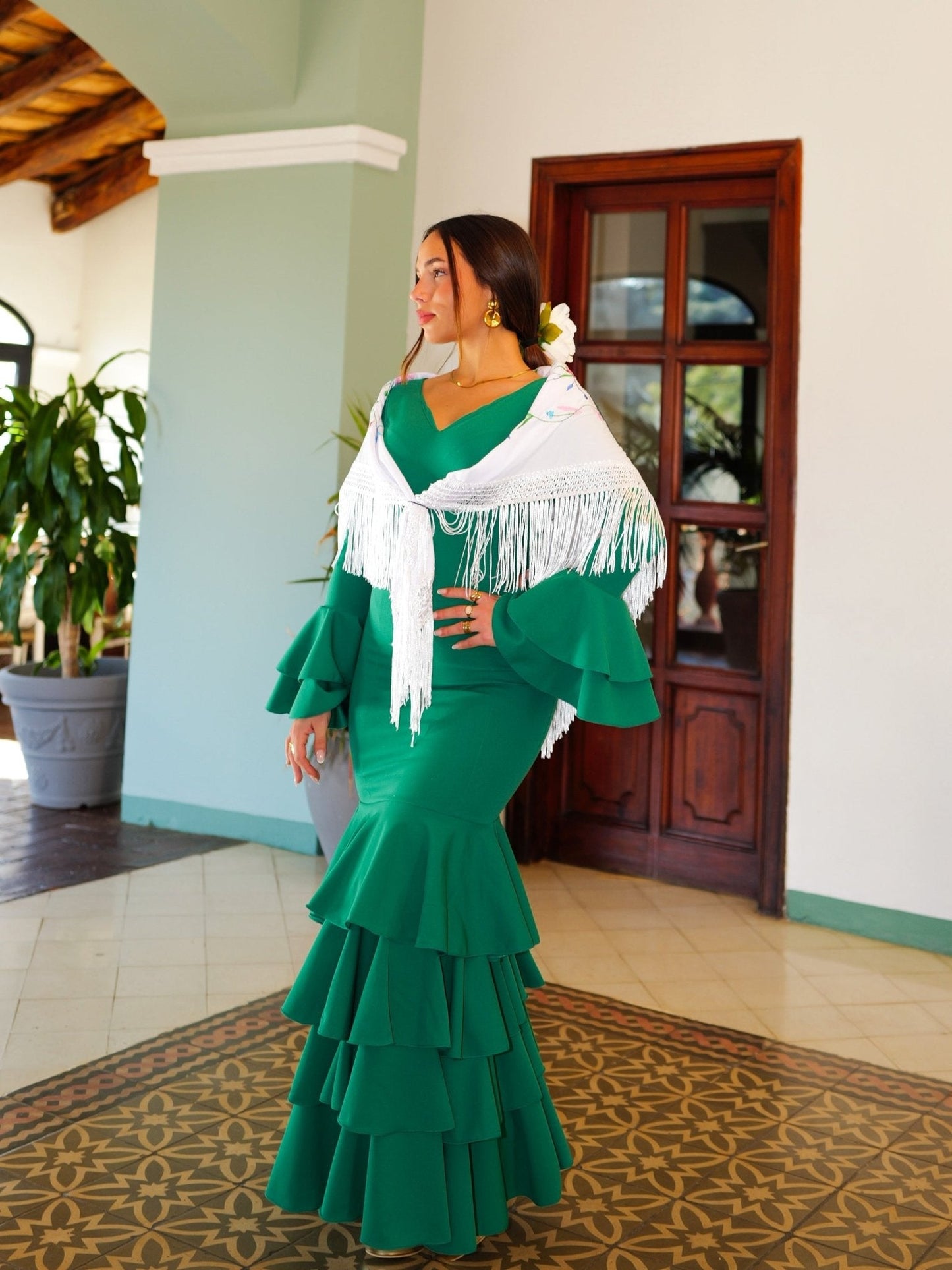Traje flamenca volantes verde