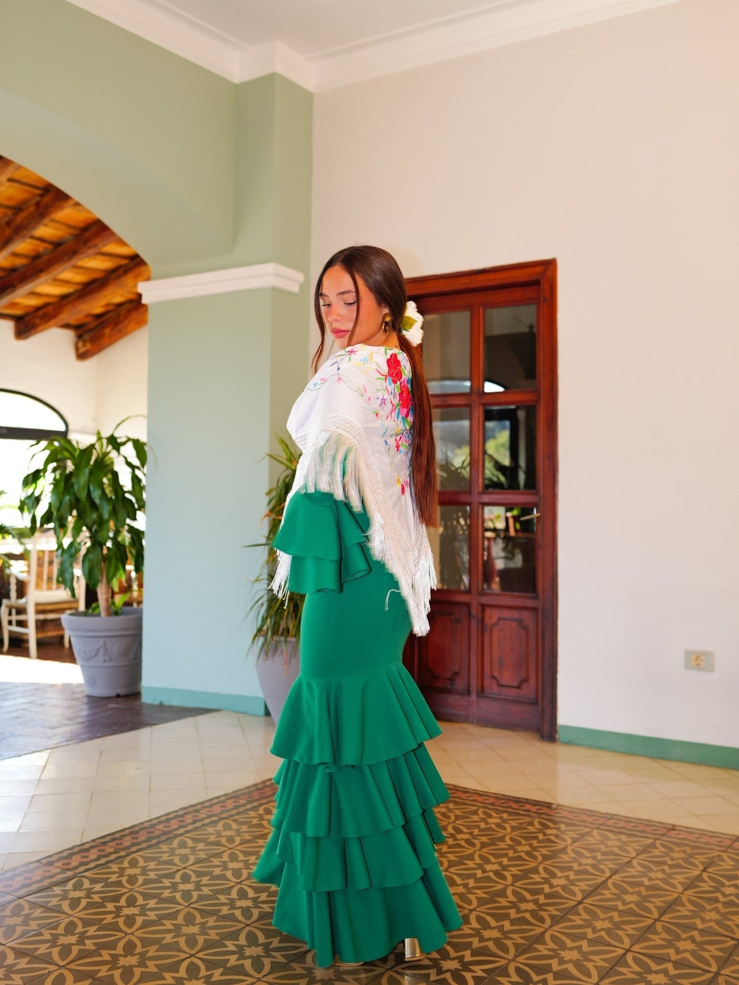 Traje flamenca volantes verde