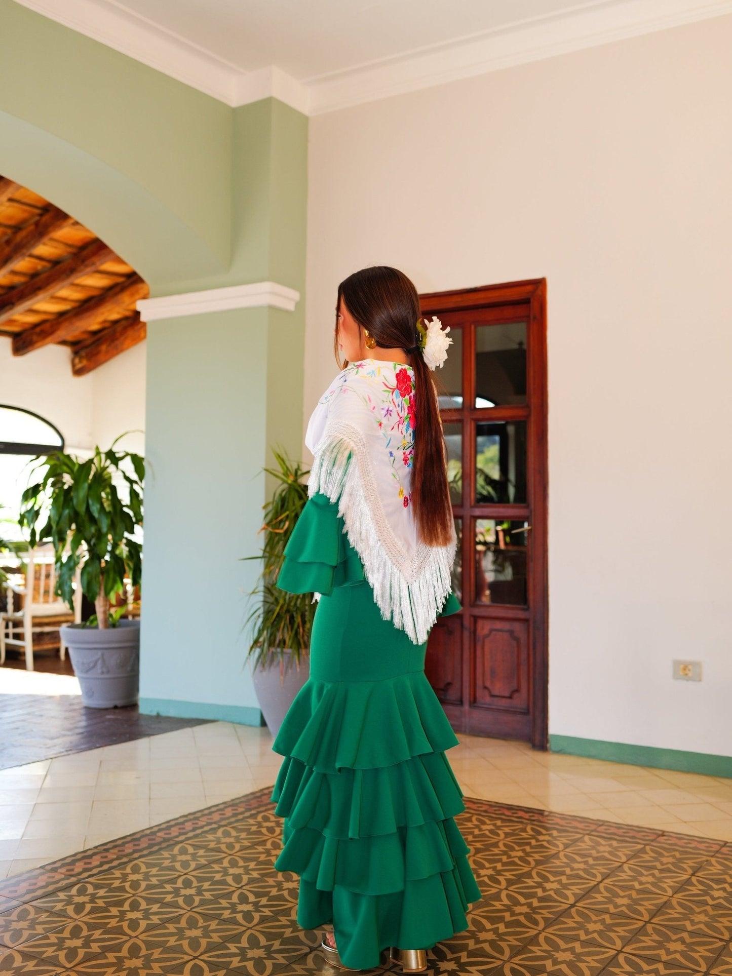 Traje flamenca volantes verde