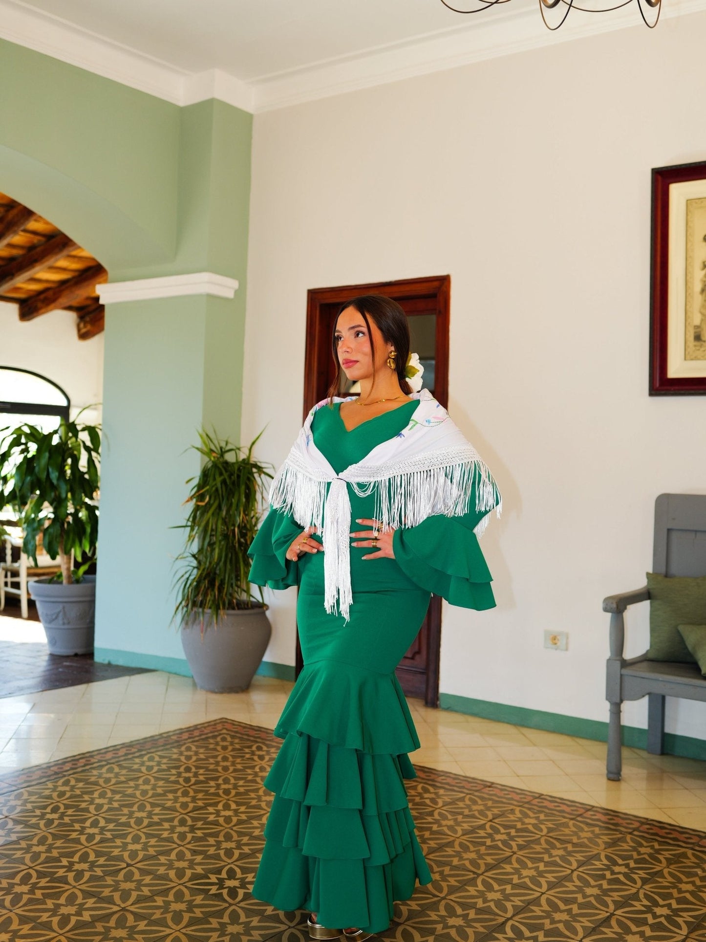 Traje flamenca volantes verde