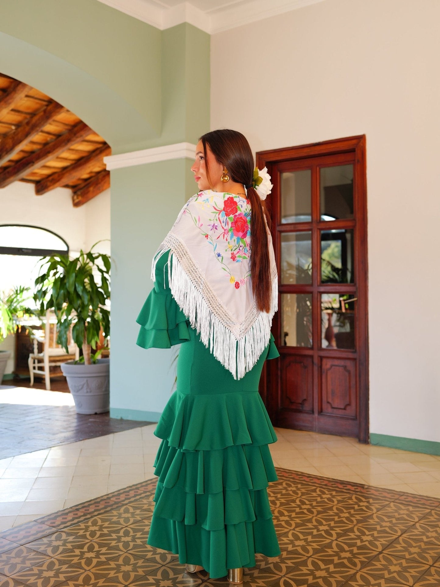 Traje flamenca volantes verde